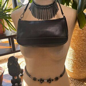 Vintage Y2K Coach Hampton Pochette 7785 Black Leather Mini Bag